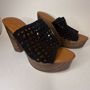 Jessica Simpson Shelbie 2 Women's Caged Platform Slide Sandals 7M black/brown